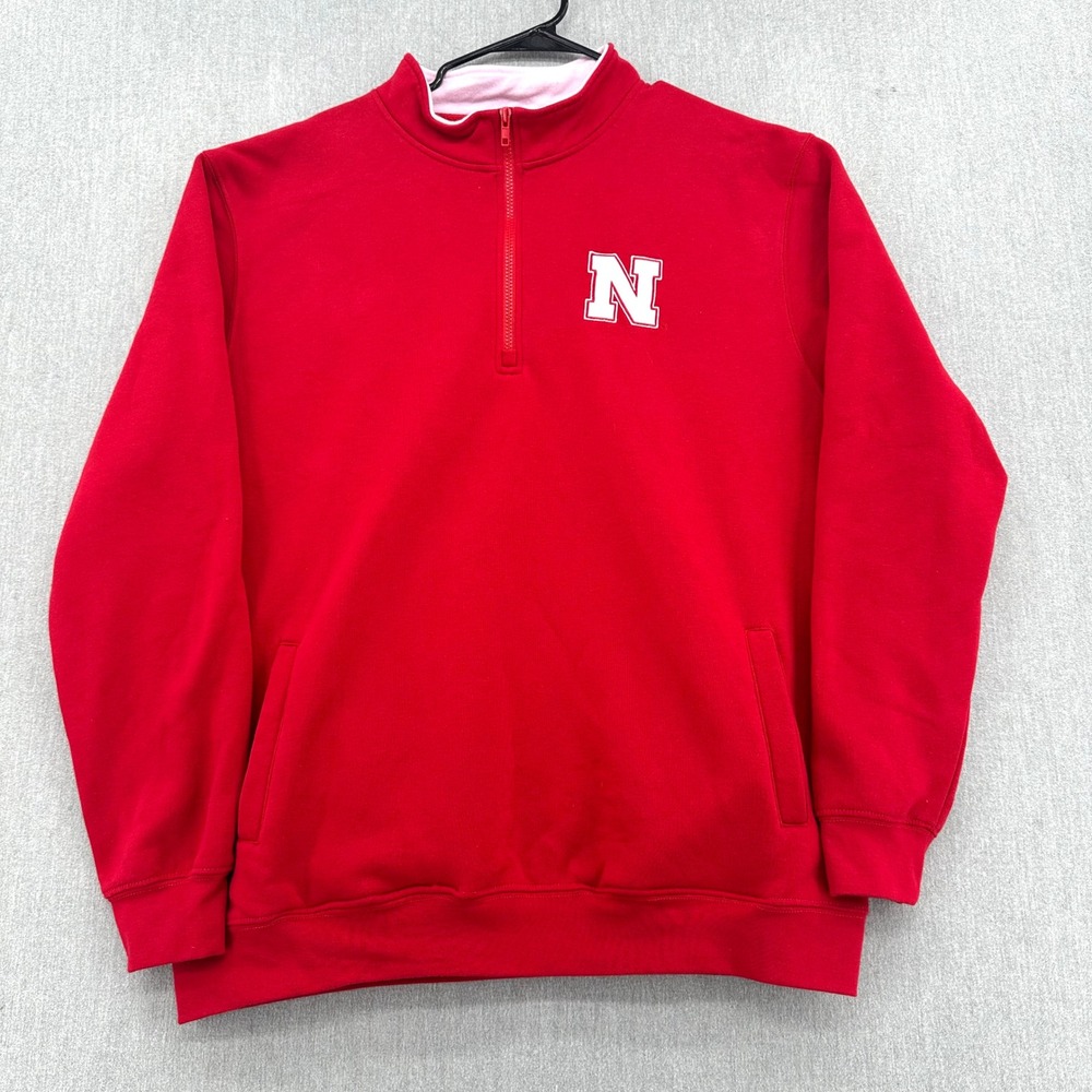 Nebraska Huskers Quarter Zip Mens XL Red Colosseum Sweatshirt Fleece Pullover